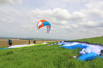 Paraglider wings under preparation	