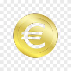 Golden Euro coin symbol in checkerboard BG. European currency for online transactions. EU money.