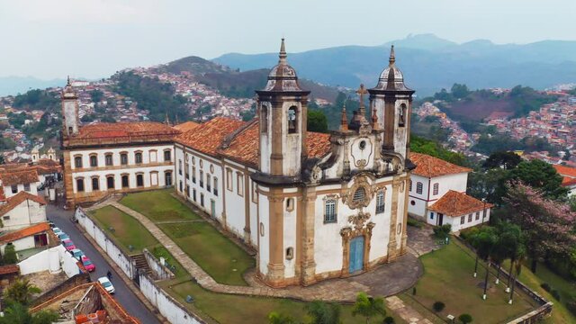 Aerial images of the historic city of Ouro Preto, Minas Gerais.