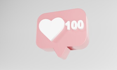 Followers New like concept isolated white background. 3D Illustration