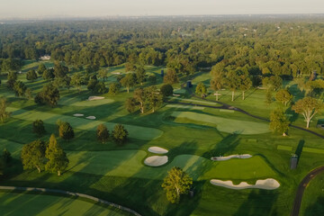 Summer 2020 - New York, USA: Aerial view of Winged Foot Golf Course.