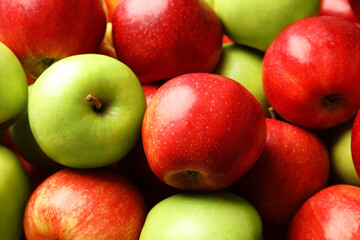 Many different ripe apples as background, closeup