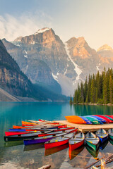 Moraine Lake Canoes, Banff, Alberta, Canada