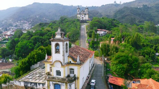 Aerial images of the historic city of Ouro Preto, Minas Gerais.