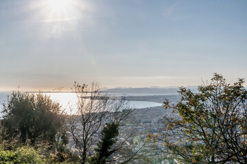 soleil couchant au dessus de Nice et de la baie des anges