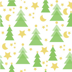 Christmas trees Seamless pattern. Winter happy New Year wrapping paper background. fir tree vintage holiday decor, vector illustration isolated on white. cute ornament. Minimal geometric design
