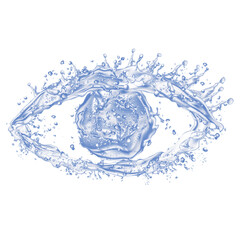 Eye made of water splashes on a white background - 396349380
