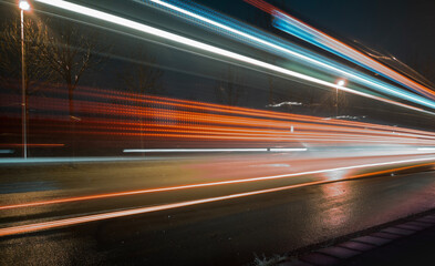Fototapeta na wymiar traffic in the night light trail