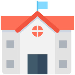 
Institute Building Flat Vector Icon 
