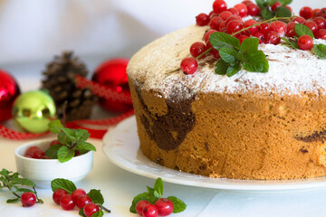 christmas chiffon cake with current and mint