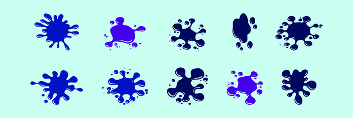 set of ink blot cartoon icon design template with various models. vector illustration isolated on blue background