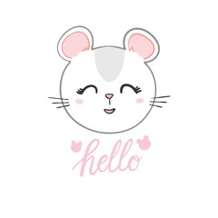 Obraz na płótnie Canvas Logo template with cute mouse. Vector logo design mice template for zoo, veterinary clinics. Cartoon animal logo illustration.