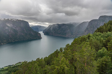 Fototapeta na wymiar View from Aurland, Vestland, Norway. 
