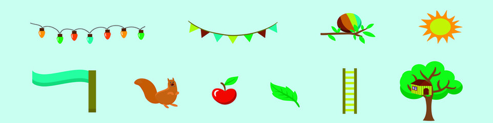 set of tree house cartoon icon design template with various models. vector illustration isolated on blue background