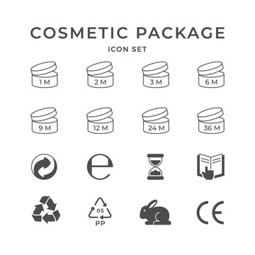 Set icons of cosmetic package
