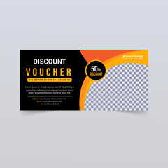 Obraz premium Gift voucher template with black orange color