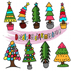 colorful hand drawn doodle christmas tree clip art