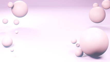 3D Rendering of Colorful spheres of balls on pink background.