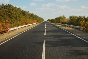 Fototapeta premium Beautiful view of empty asphalt highway. Road trip