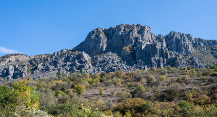 Demerdzhi mountain in Alushta, Republic of Crimea, Russia. Clear Sunny day on October 3, 2020