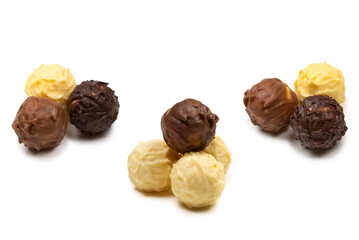 Chocolate truffle isolated on white background.