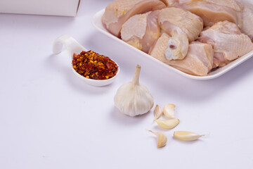 Raw chicken tender curry cut with skin