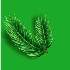 illustration of a green leaf,christmas tree,card