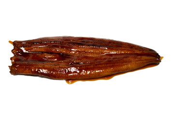 Grilled eel isolated on white background.
