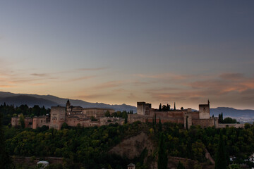 Fototapeta na wymiar Granada. Views of the city and the white houses. Granada Cathedral. Views of the Alhambra.