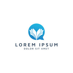 chat and book negative space logo design