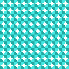 Fototapeta na wymiar Teal repeat circle background with abstract geometric seamless textured pattern