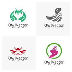 Set of Owl logo vector template, Creative Owl logo design concepts