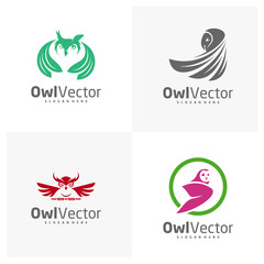 Obraz premium Set of Owl logo vector template, Creative Owl logo design concepts