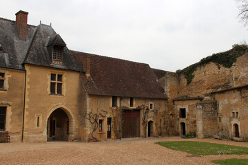 Fototapeta na wymiar medieval mansion (possonnière) in couture-sur-loir (france)
