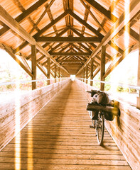 Retro Fahrrad auf Holzbrücke