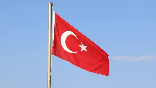 Turkey flag waving on the wind  