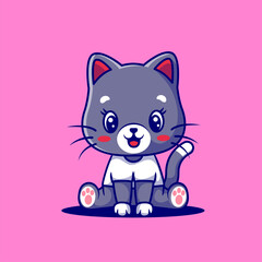 Happy Cute cat cartoon vector illustration.