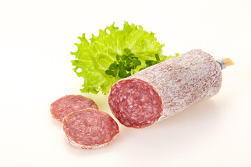 Italian dry Saliami pork sausage
