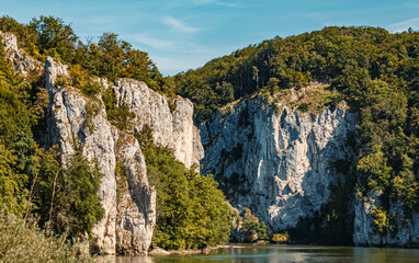 Beautiful landscape view at the famous Weltenburg monastery, Danube, Bavaria, Germany