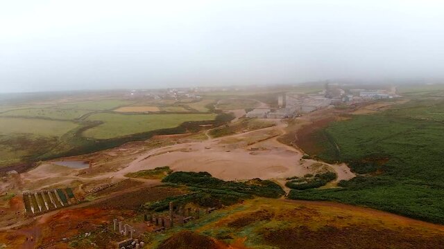 Aerial view of Geevor tin mines in Cornwall, UK