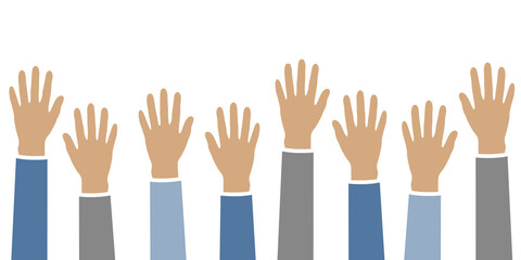 raised human hands isolated on white background vector illustration EPS10