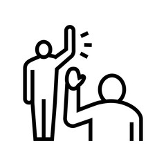 human greeting line icon vector. human greeting sign. isolated contour symbol black illustration