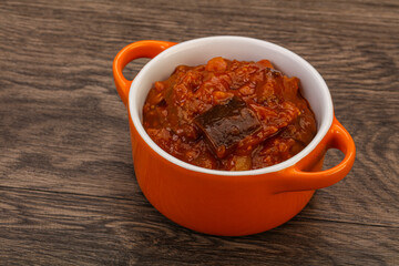 Eggplant saute with tomato and herbs