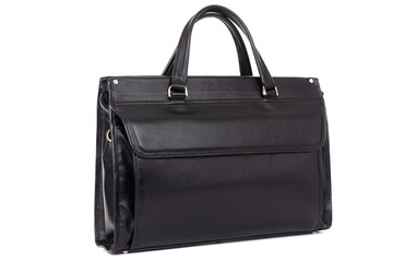 black bag for men made of genuine leather close up