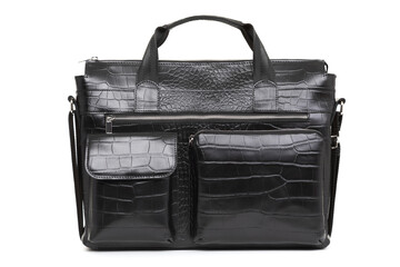 black bag for men made of genuine leather close up