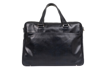 handbag made of genuine leather close up on a white background