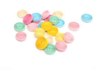Group of colorful quilling paper circles
