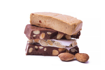 almond nougat typical christmas dessert isolated