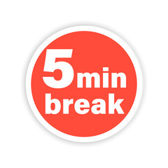 5 minutes break sticker icon. Clipart image isolated on white background.