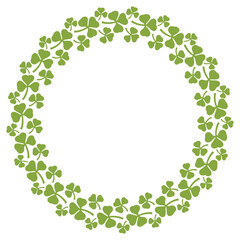 Wreath of clover with three leaves circle - Shamrock design